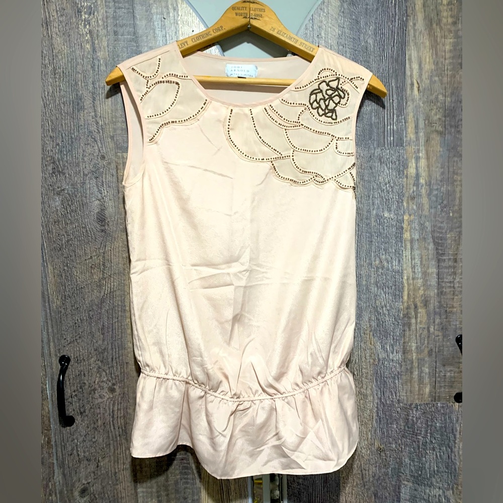 Jodi Arnold For The Limited Beaded Light Pink Blush Blouson Sleeveless Shirt XS